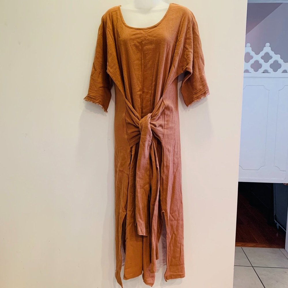 NWT Miranda Bennet Tie Waist Linen Midi Dress